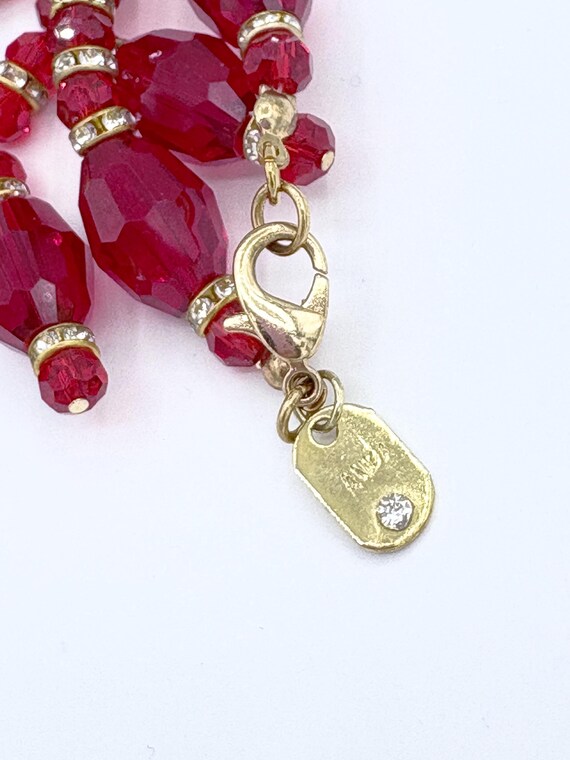 2 Pc Matching Set Signed Anka Ruby-Red Beaded Rhi… - image 6
