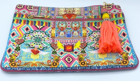 Fab Camilla Australia Winged Hearts Clutch/makeup Bag/zippered 10