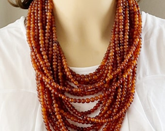 Gorgeous Gerda Lynggaard Monies 18-Strand Horn Beaded Necklace 20&quot;