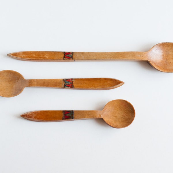 Wooden Spoons - Set of 3 wooden spoons - Home Decor - Ukrainian vintage