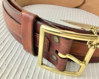 KTB 1.75-inch French Bridle Belt & Solid Brass Buckle (32-35-inch Waist)