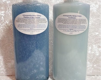 Set de champú y limpiador de piel con ashwagandha y cereza de invierno ~ Ginseng indio, polvo de ashwagandha