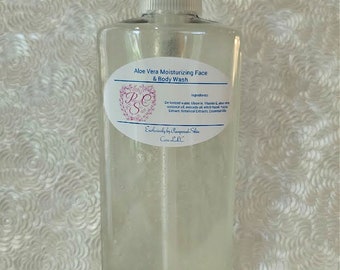 Aloe Vera Moisturizing Face & Body Wash -12 oz Bottle, All Natural, Paraben and Sulfate Free, Concentrated