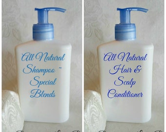 All Natural Shampoo & Conditioner Set ~ 12 oz Bottles ~ Special Blends, Troubled Scalp, Fragile Hair, Unique Formulas