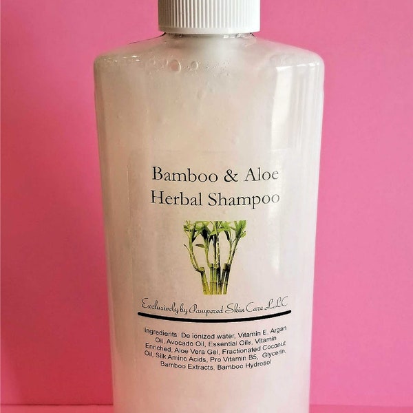 Bamboo & Aloe Herbal Shampoo ~ Bamboo Extracts, Silica Rich, Collagen, Calcium, Mineral Rich, Pro-Vitamin B5, Silk Aminio Acids