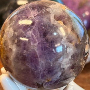 2.40&quot; Chevron Amethyst Crystal Sphere with unidentified inclusions | C158