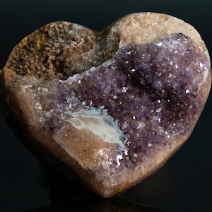 Amethyst Crystal Heart with Quartz and Agate Inclusions | Big Geode Heart Carving | One of a Kind Gift