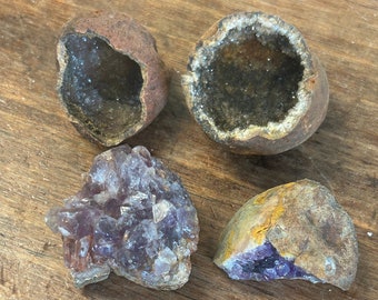 Group of 4 Amethyst Crystal Clusters | A11