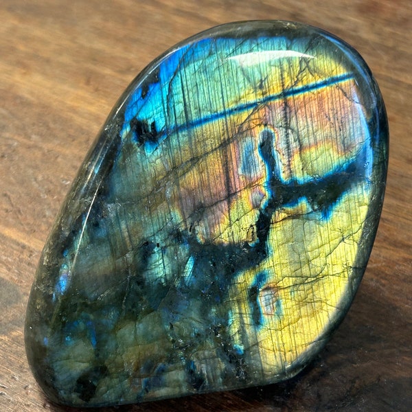 3.5" Tall Labradorite standing free form with gorgeous golden blue flash | A46