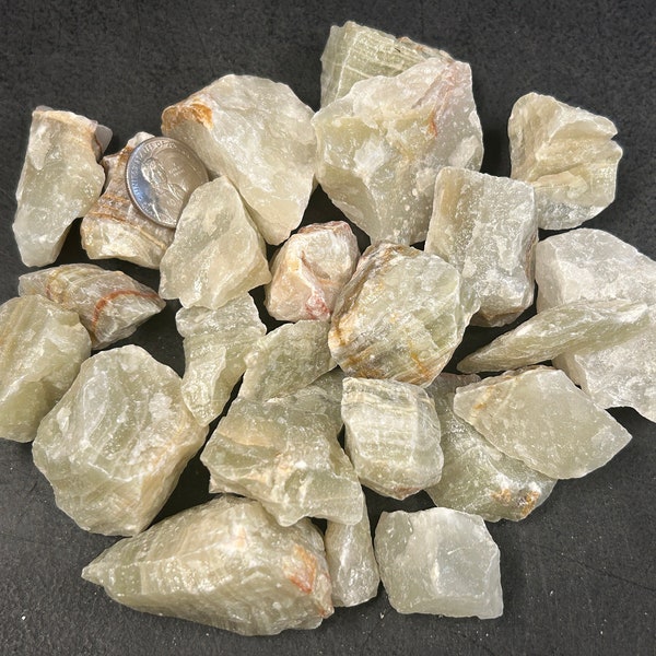 Wholesale Rocks - Nearly 2lbs Raw Green Calcite Stones