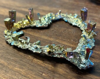 3.75" Carved Bismuth Heart Crystal | Rainbow Bismuth Ore Spiritual Gift | C10