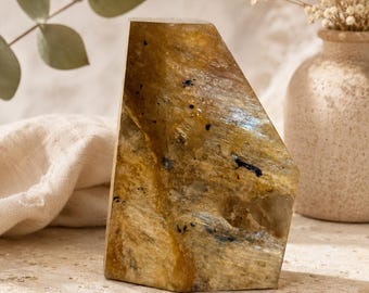 Golden Mica Freeform | Polished Muscovite Crystal | Solar Plexus Chakra Stone | Healing Crystal Decor