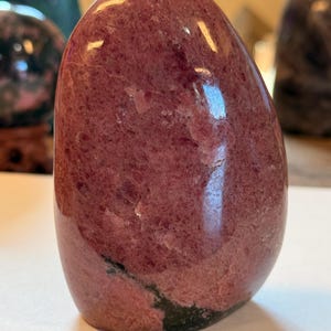 Rhodonite Crystal Freeform Over 1lb | Polished Pink and Black Stone for Home Decor, Chakra Work, or Gift Giving | E6