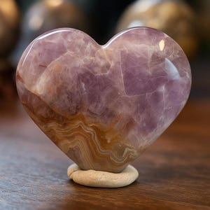 Crazy Lace Agate in Amethyst Heart – 2.16&quot; Polished Crystal Heart for Gift, Display, or Energy Work | A84