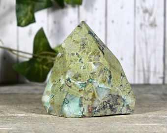 3.32" Ajoite Crystal Tower Loaded with Epidote | Natural Rare Ajoite Crystals | Real Ajoite Obelisk | B34