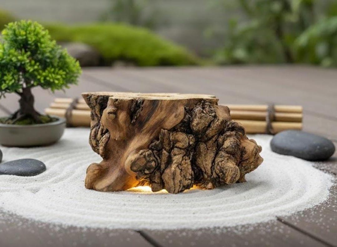 Wood LED Light Base | Crystal Sphere Stand | Driftwood Rock Display ...