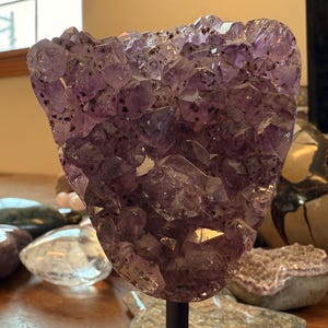Unique 4.75&quot; Druzy Amethyst Geode with Free Stand | Mined in Brazil | C46
