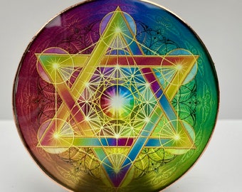 Rainbow Fruit of Life Metatron's Cube Spiritual Suncatcher Energy Disk | Meditation Tools | Spiritual Gift | 56