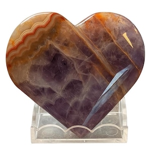 2.5&quot; Crazy Lace Agate in Amethyst Crystal Heart | Mined in Mexico | C17