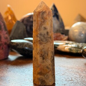 3.62&quot; Tall Crazy Lace Agate Crystal Tower | C82