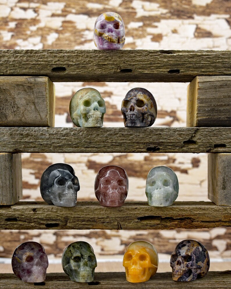 5 Gemstone Skulls Wholesale Crystal Skulls Bulk Gemstone Etsy