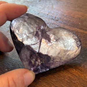 2.75&quot; Mica Lepidolite Heart | Purple Crystal Heart Stone | Soothing Palm Stone | Calming Crystal Gift | B2