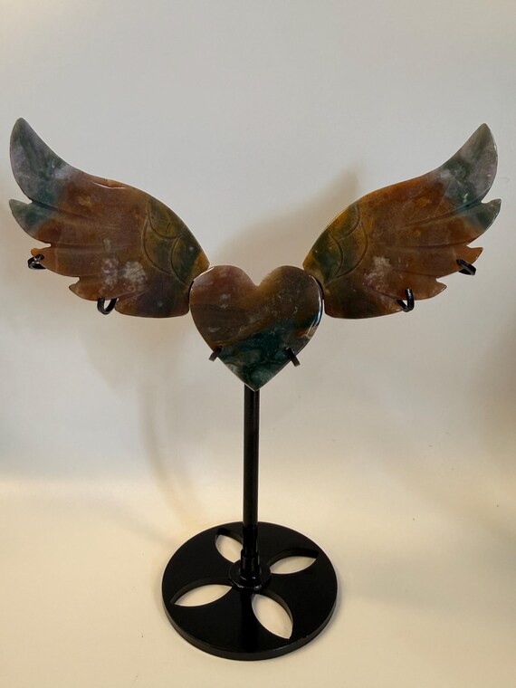 オーシャンジャスパー クリスタルハート 天使の羽 3ピースストーン