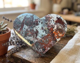 Large 1LB Mexican Crazy Lace Agate Crystal Heart | Collector Display Piece | C30