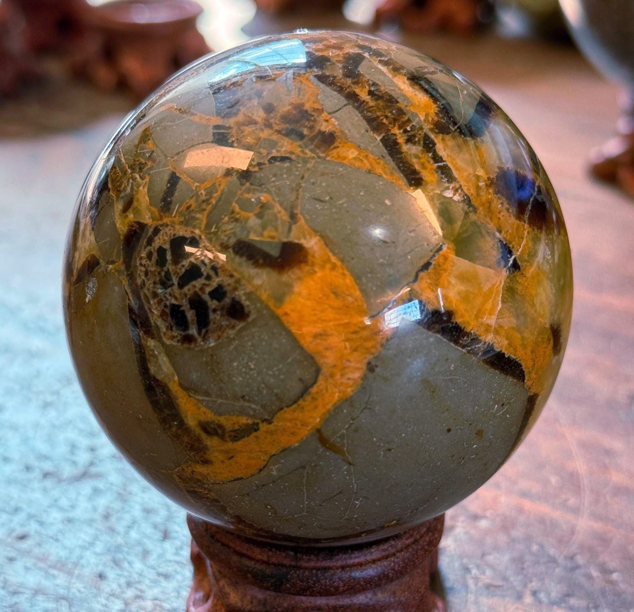 Septarian Crystal Sphere | 2.65" Polished Fossil Stone Orb | Collector Crystal Ball C54