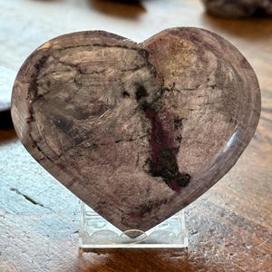 Mica Lepidolite Heart | 4" Purple Crystal Heart Stone | Soothing Palm Stone | Calming Crystal Gift | B31