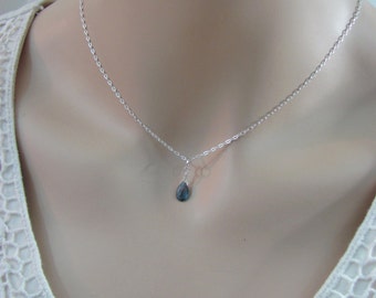 London Topaz Layering Necklace, London Blue Topaz Gemstone, December Birthstone, Minimalist Necklace, Sterling Silver, London Blue Jewelry