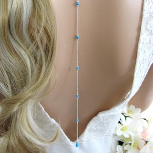 Turquoise Bridal Backdrop Necklace - Kingman and Sleeping Beauty Turquoise - Sterling Silver or Gold Filled