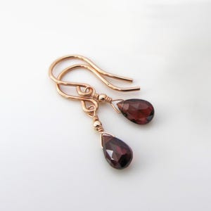 rose gold garnet earrings