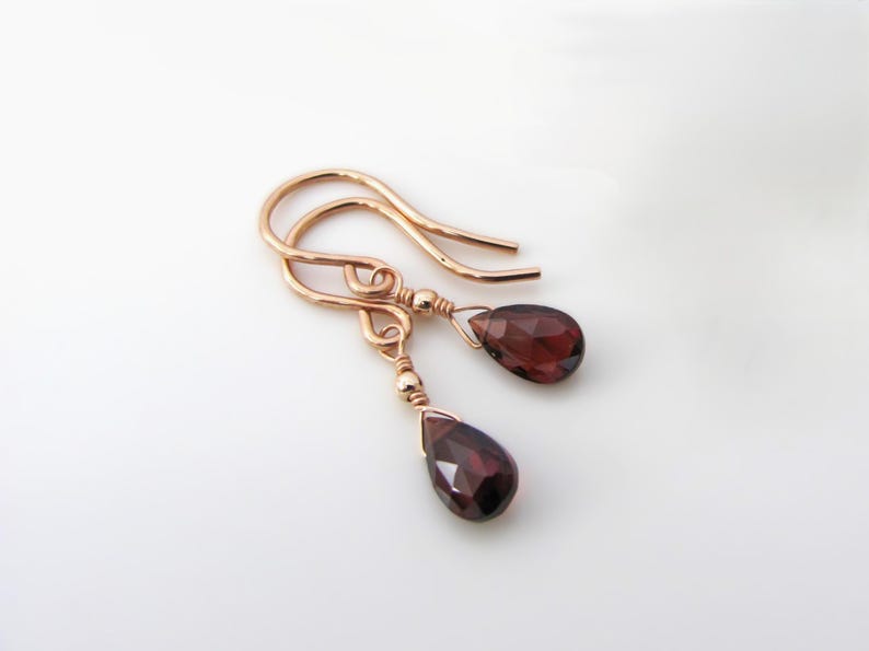 rose gold garnet earrings