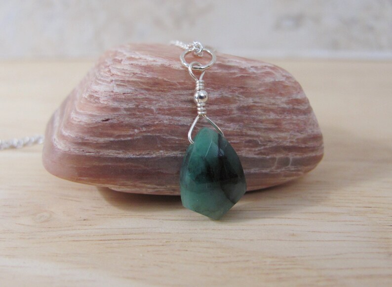 Raw Emerald Necklace Natural Emerald Jewelry 14K Gold Filled | Etsy