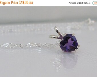 Amethyst Heart Necklace, February Birthstone Gift, Amethyst Pendant in Sterling Silver, Amethyst Jewelry, Purple Gemstone Necklace
