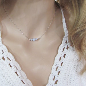 Blue Lace Agate Necklace, Adjustable Beaded Choker, Best Friend Gift