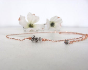 Salt and Pepper Herkimer Diamond Choker, Raw Crystal Necklace, Gifts for Her