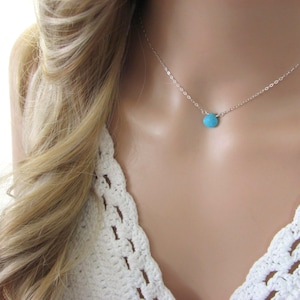 Turquoise Necklace in Sterling Silver - Natural Kingman Turquoise Gemstone - Summer Jewelry