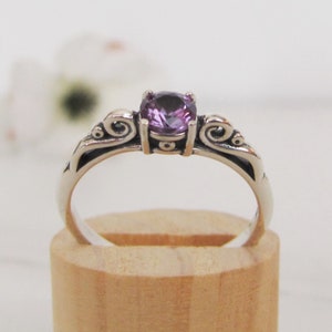 Alexandrite Ring, Color Change 5mm Round Lab Alexandrite in Sterling Silver, June Birthstone