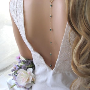 Genuine Emerald Backdrop Necklace - Boho Wedding Necklace - Bridal Jewelry