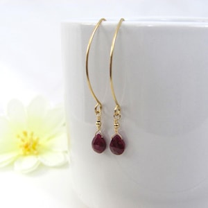 Dainty Ruby Earrings - Genuine Ruby in 14K Gold Filled - Wedding Jewelry