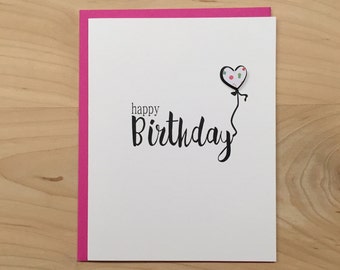 Happy Birthday Card, Birthday Card, Birthday Balloon Card, Simple Birthday Card, Blank Birthday Card, Cute Birthday Card, Confetti Birthday