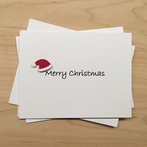 Juego de tarjetas de Navidad de Santa Hat Merry, Juego de tarjetas navideñas de Santa, Tarjetas navideñas en caja / Juego de 8, Tarjetas de Navidad en caja, Tarjetas de Navidad hechas a mano