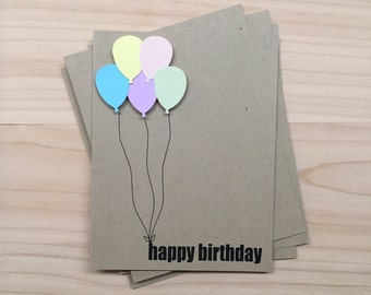 8 Happy Birthday Cards, Birthday Card Set, Balloon Happy Birthday Cards
