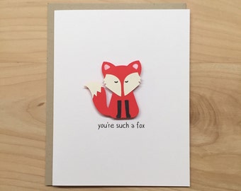 Fox Card, Funny Anniversary Card, Animal Valentine's Day Card, Valentine's Day Card for Him, Anniversary Card for Him, Animal Birthday Card