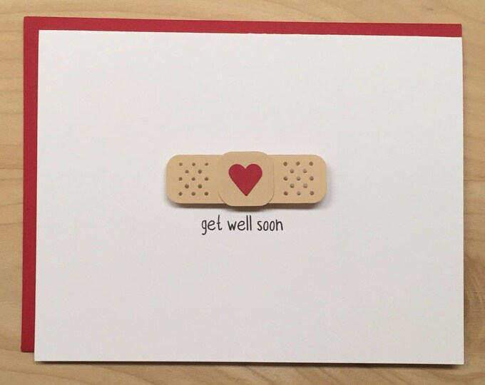 Get Well Soon Card, Bandaid Get Well Soon Card, Cute Get Well Card ...