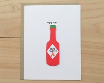 Eres salsa picante, tarjeta de aniversario divertida, tarjeta divertida del Día de San Valentín para él para ella, tarjeta de san Valentín hecha a mano, tarjeta de amor de tarjeta de San Valentín