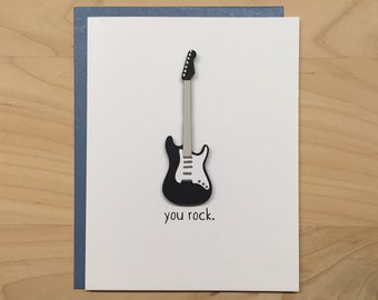 You Rock, Congratulations Card, Encouragement Card, Guitar Birthday Card, Graduation Card, You Rock Card, Musician Card, Just Because Card