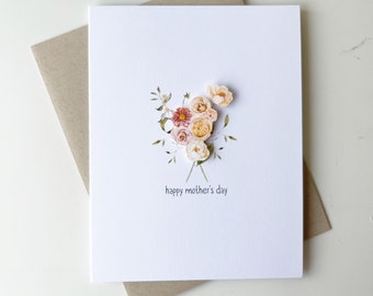 Tarjeta del Día de la Madre, Tarjeta Feliz del Día de las Madres, Tarjeta del Día de las Madres Tarjeta de Flores del Día de la Madre para mamá, Tarjeta linda del Día de la Madre, Tarjeta del Día de las Madres en blanco